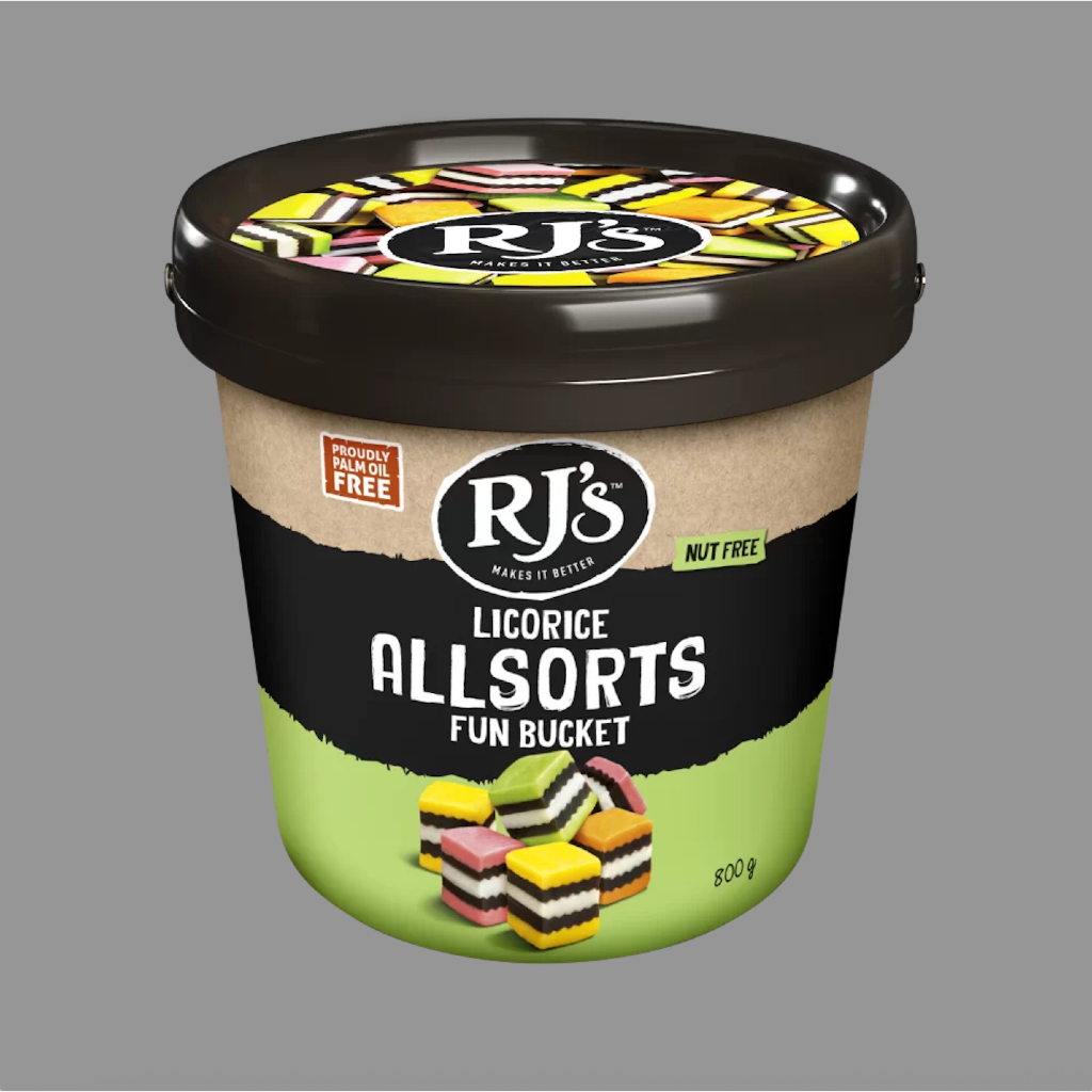 KẸO DẺO CAM THẢO ĐA SẮC RJ’s Licorice Smallsorts, KHÔNG HẠT Nut Free – KHÔNG DẦU CỌ Palm Oil Free, 180g