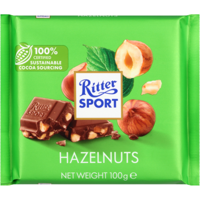 THANH SOCOLA VUÔNG Ritter Sport Alpine Milk / Strawberry Yogurt / Butter Biscuit / Hazelnuts, 100g