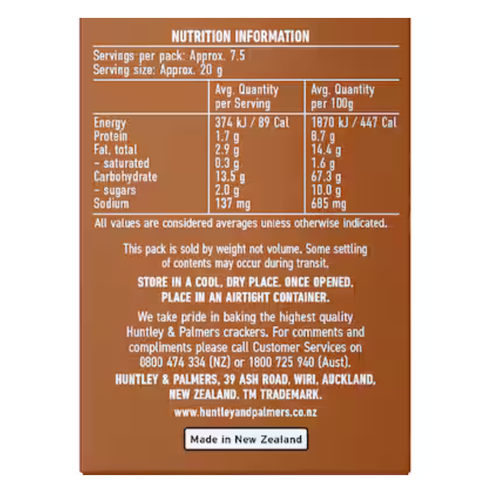 BÁNH CRACKER ĂN KÈM PHÔ MAI / MỨT Huntley & Palmers GRAZING BITES, SeaSaltCranberry / OnionFig, 150g