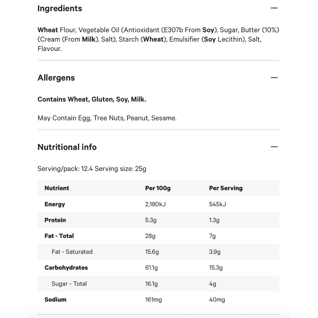 BÁNH QUY BƠ GIÒN XỐP Arnott’s Farmbake Butter Shortbread – Thơm Ngon Uống Trà, 310g