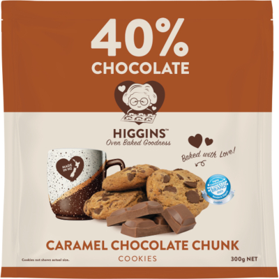 BÁNH QUY BƠ / SOCOLA ĐEN / CARAMEL Higgins 40% Chocolate Cookies – Cao Cấp, Vị Ngon Khó Cưỡng, 300g