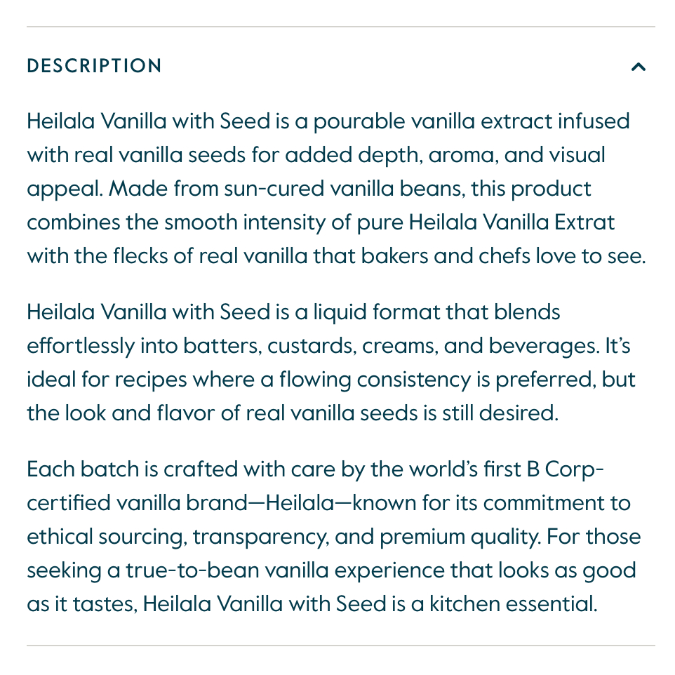 TINH CHẤT VANI Heilala Vanilla Extract Seeds – Vani Nguyên Chất Có Hạt, Làm Bánh & Pha Chế, 50ml