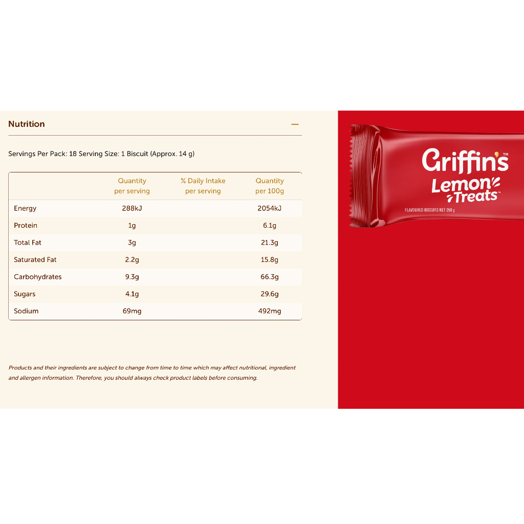 BÁNH QUY MỀM TAN / CHUA NGỌT MẶN Griffin's Melting Moments / Lemon Treats Biscuits, 250g