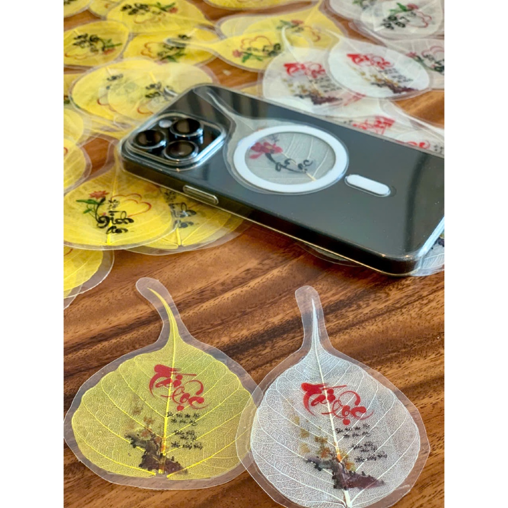 LÁ BỒ ĐỀ ÉP - CÓ IN CHỮ BÌNH AN - TÀI LỘC dùng cho ốp lưng điện thoại, ví, bookmark đọc sách...