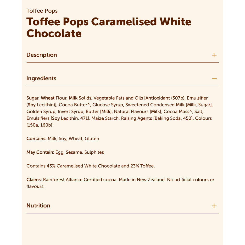 TÚI BÁNH QUY Griffin’s Toffee Pops Socola - CARAMEL TRẮNG, 200g