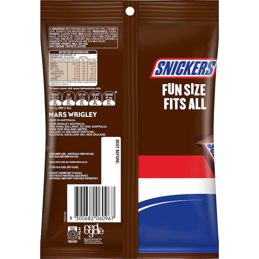 TÚI 12 VIÊN SOCOLA Snickers / Mars Fun Size, 180g - 192g