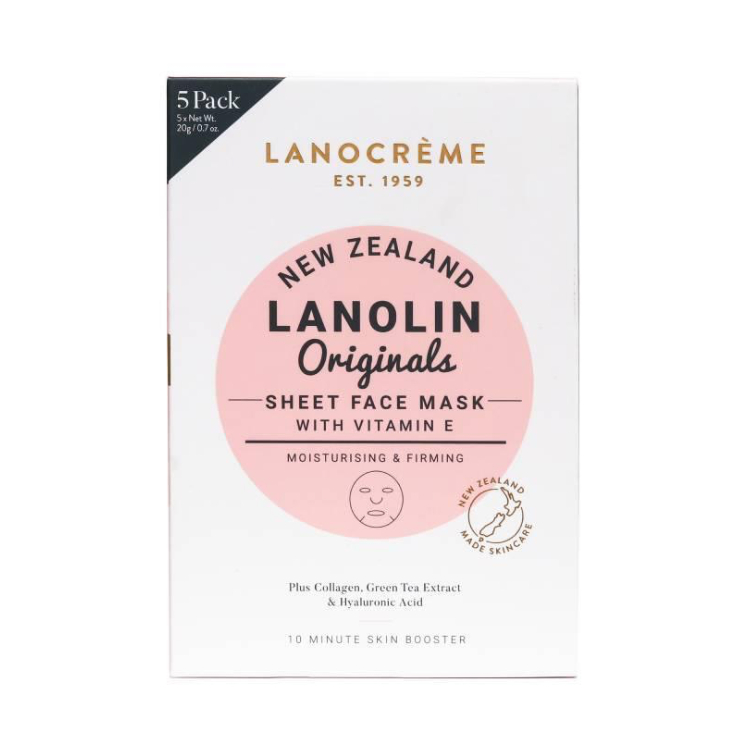 HỘP 5 MẶT NẠ DƯỠNG ẨM - PHỤC HỒI - SĂN CHẮC Lanocrème New Zealand Active Manuka Honey / Vitamin E