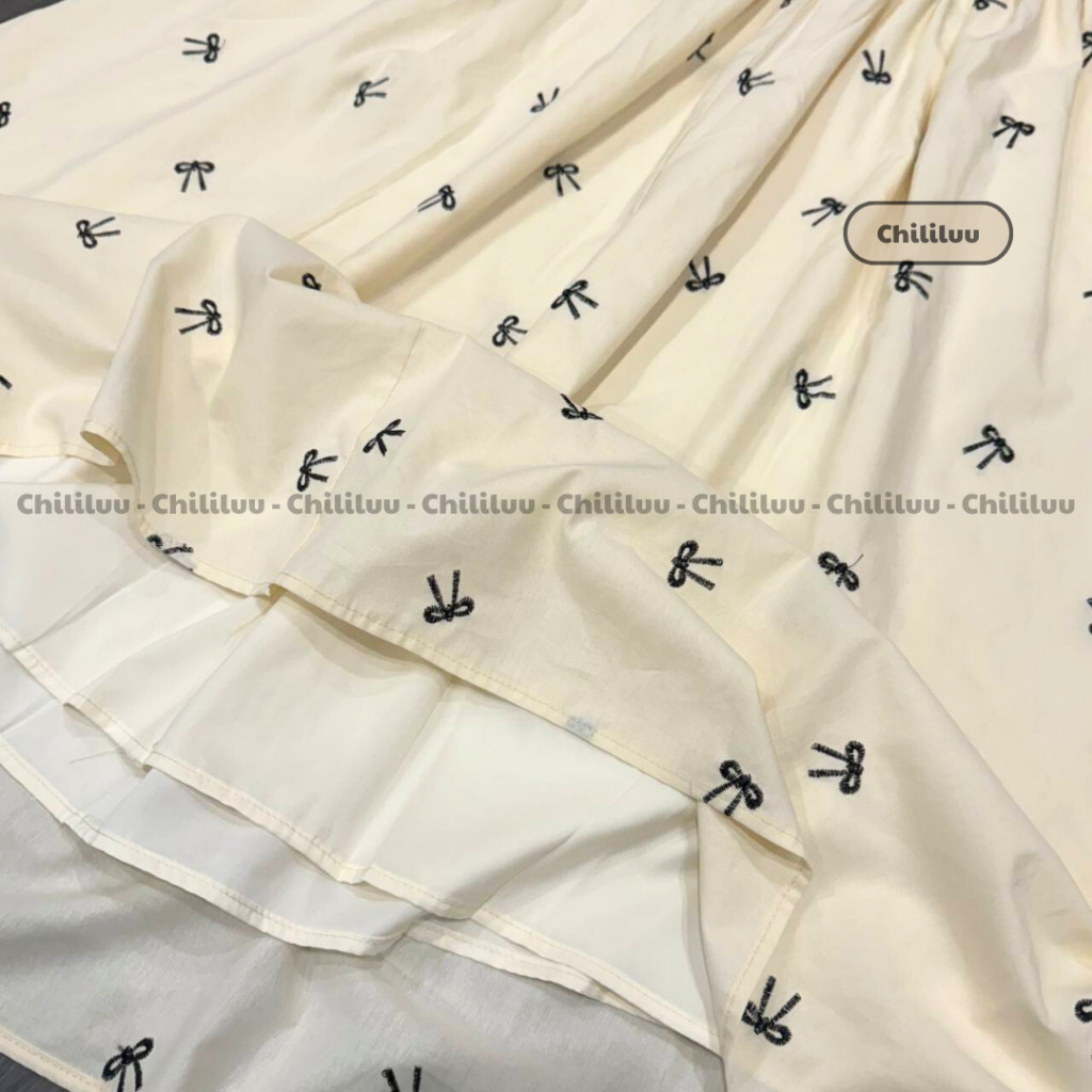 Váy cúp ngực Chililuu đầm maxi cúp ngực thêu hoa dáng dài phong cách tiểu thư