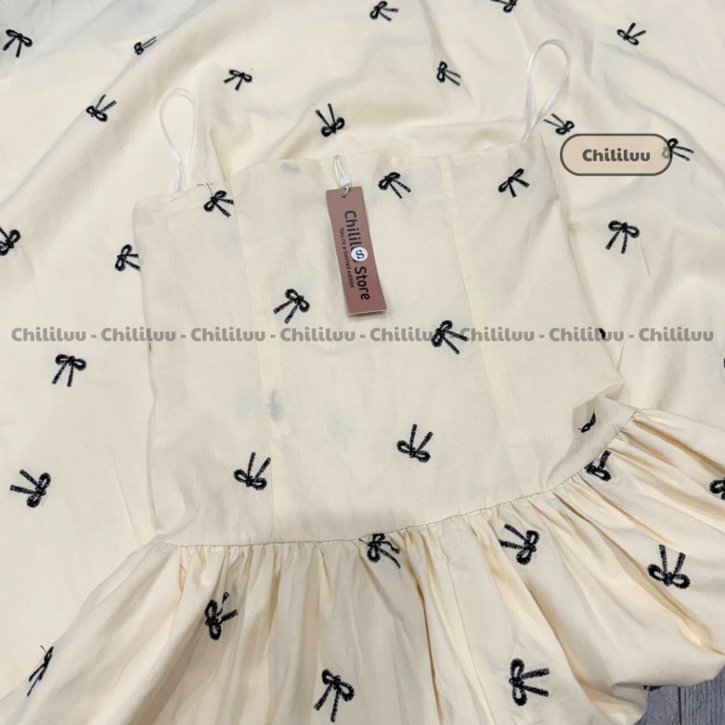 Váy cúp ngực Chililuu đầm maxi cúp ngực thêu hoa dáng dài phong cách tiểu thư