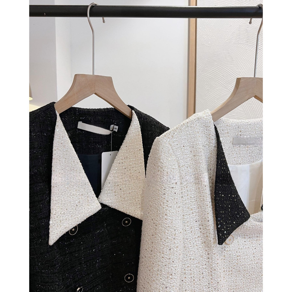 Áo dạ tweed nữ Chililuu chất tweed cao cấp kiểu dáng giấu quần phong cách ulzzang sang chảnh
