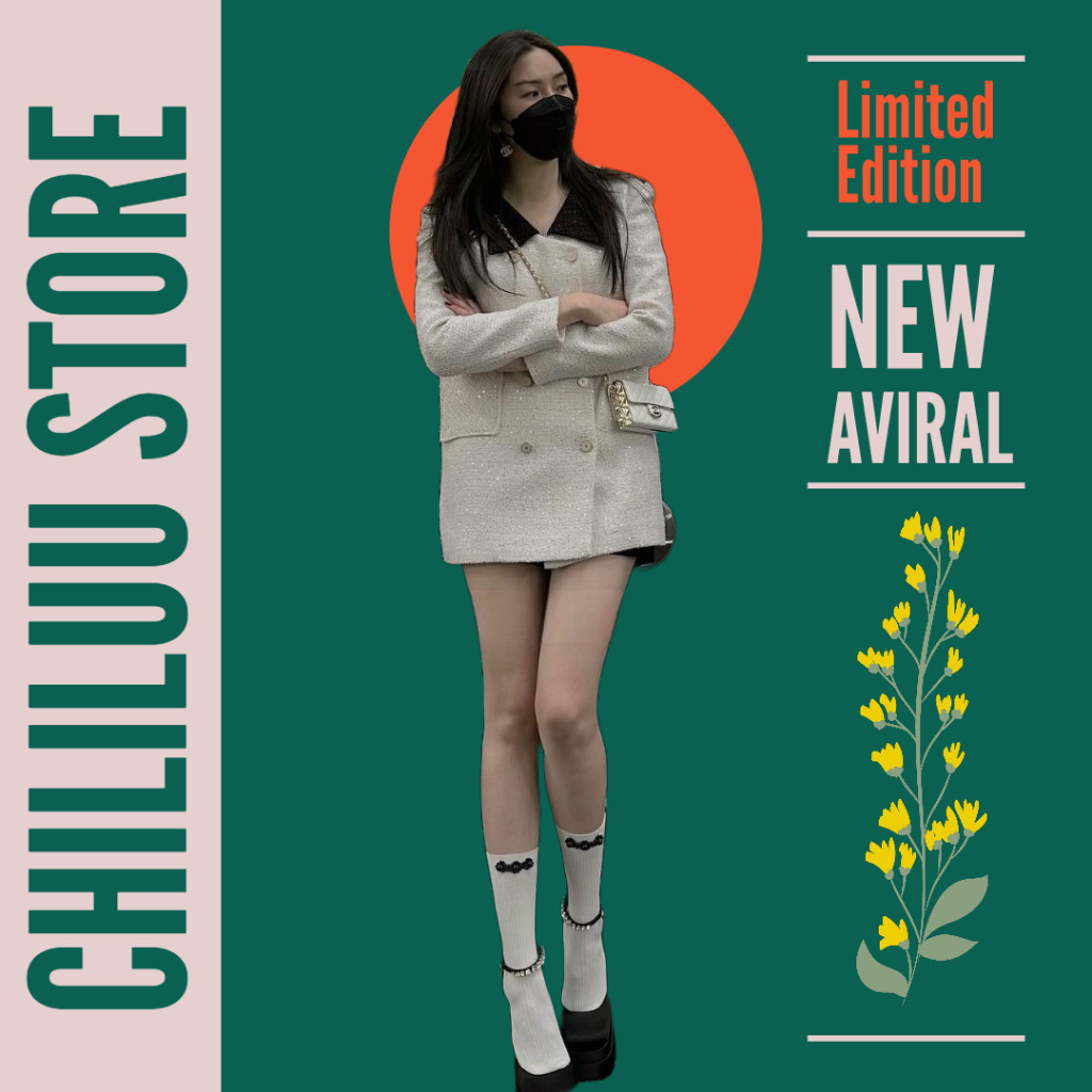 Áo dạ tweed nữ Chililuu chất tweed cao cấp kiểu dáng giấu quần phong cách ulzzang sang chảnh