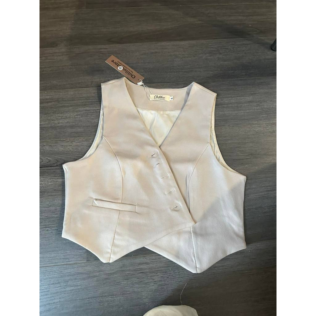 Áo gile croptop Chililuu áo gile vạt chéo hở nách cách tân phong cách cá tính sang chảnh