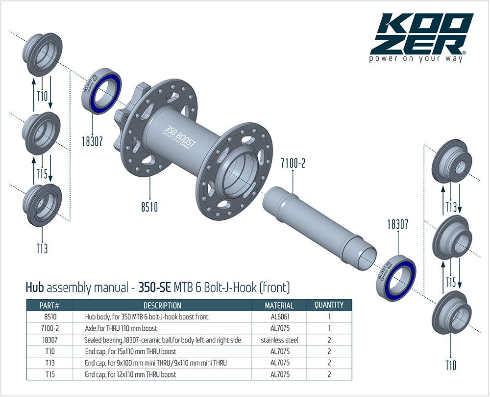 Bộ Hub KOOZER 350 Boost CERAMIC Ratchet 60T 32 Lỗ - Phanh Đĩa 6 ốc