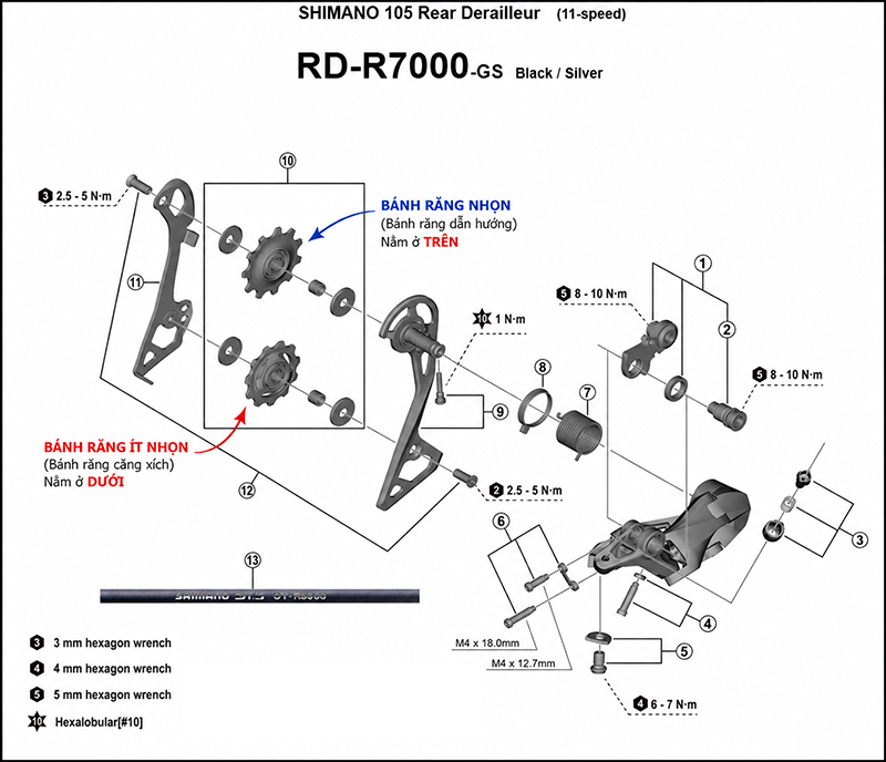 Bánh Răng Củ Đề Xe Đạp SHIMANO 105 RD R7000/ R5800/ M7000/ M6000 / U5000 11T