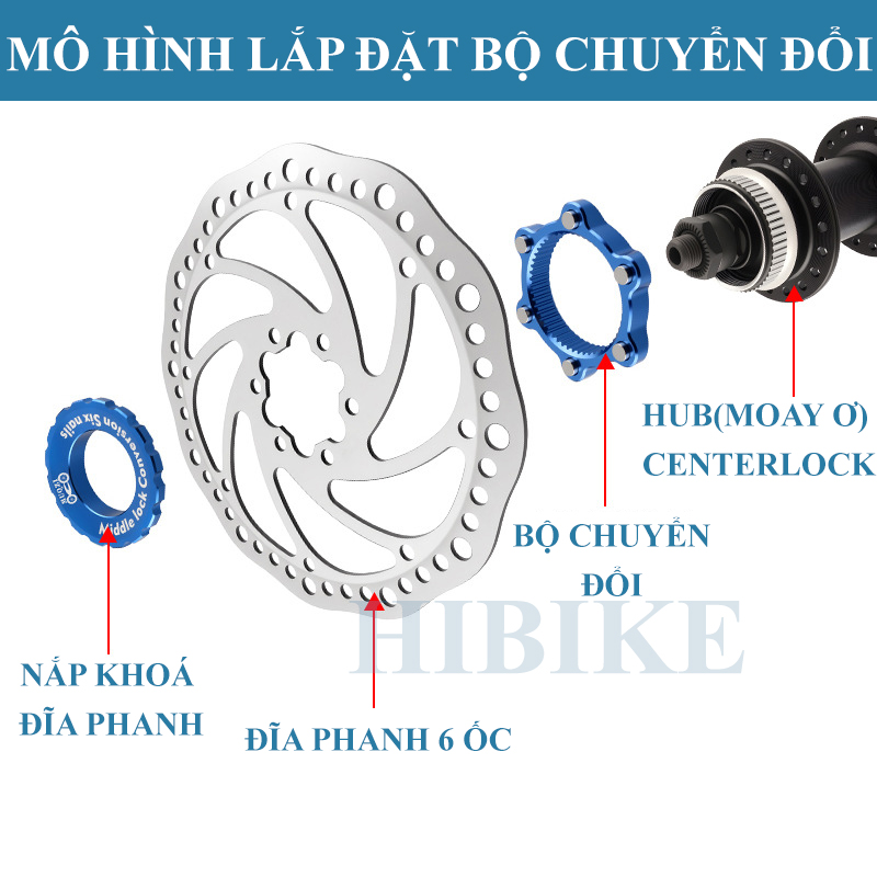 Bộ Chuyển Đổi Đĩa Phanh Hub Xe Đạp Centerlock Sang Phanh Đĩa 6 ốc MUQZI