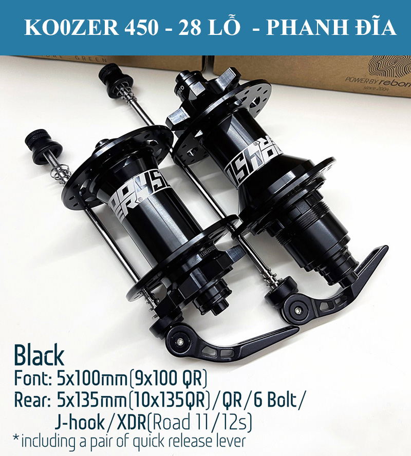 Bộ Hub KOOZER 450 28 Lỗ - Phanh Đĩa 6 Ốc - Tăm Móc