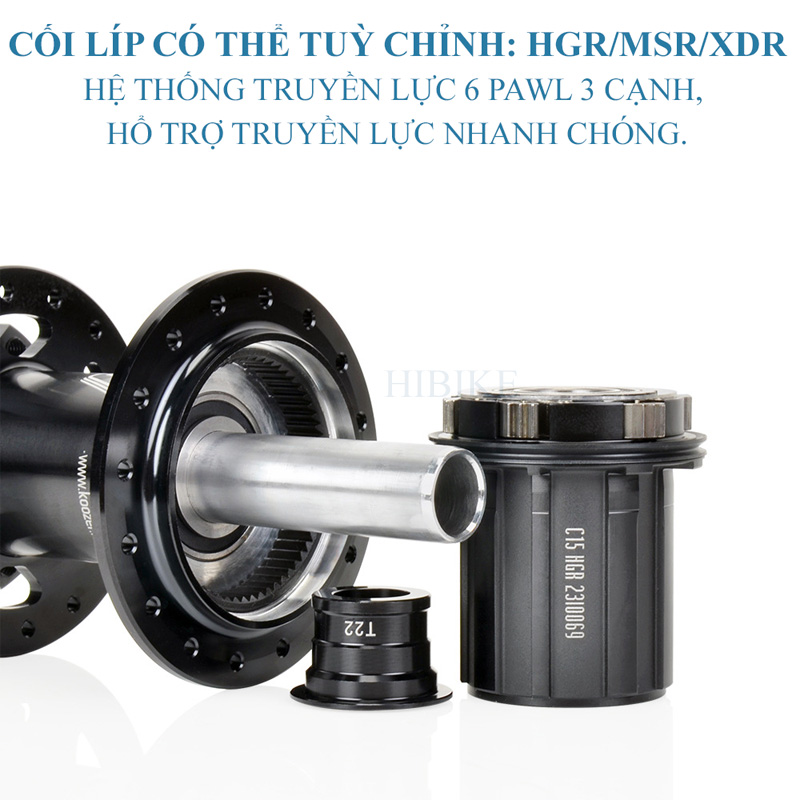 Bộ Hub KOOZER 450 28 Lỗ - Phanh Đĩa 6 Ốc - Tăm Móc