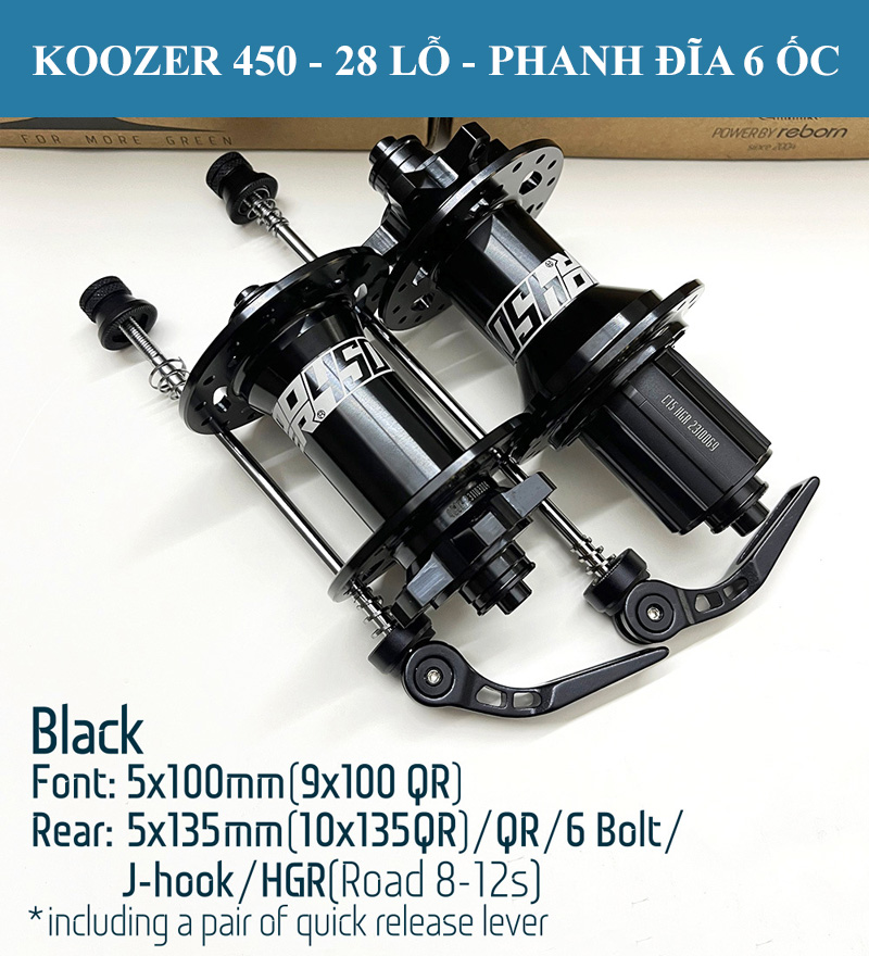 Bộ Hub KOOZER 450 28 Lỗ - Phanh Đĩa 6 Ốc - Tăm Móc