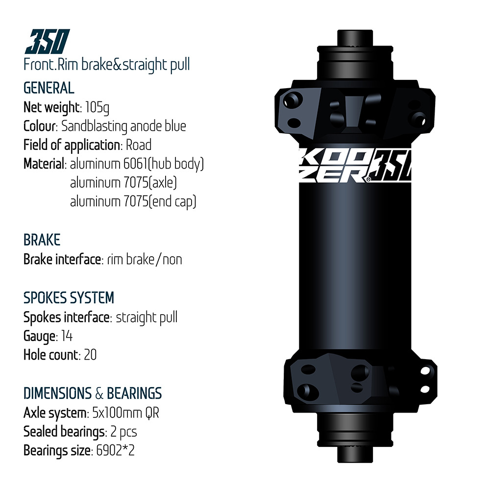 Bộ Hub KOOZER 350 Ratchet 40T 20/24 Lỗ - Phanh V - Tăm Thẳng