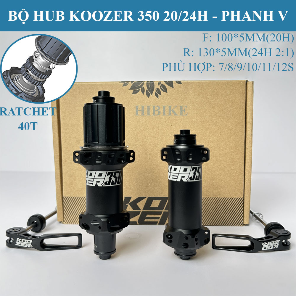 Bộ Hub KOOZER 350 Ratchet 40T 20/24 Lỗ - Phanh V - Tăm Thẳng