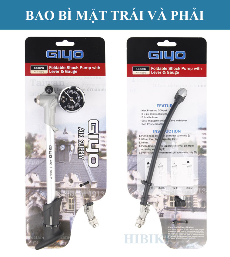 Bơm Phuộc Hơi Xe Đạp GIYO GS-02D