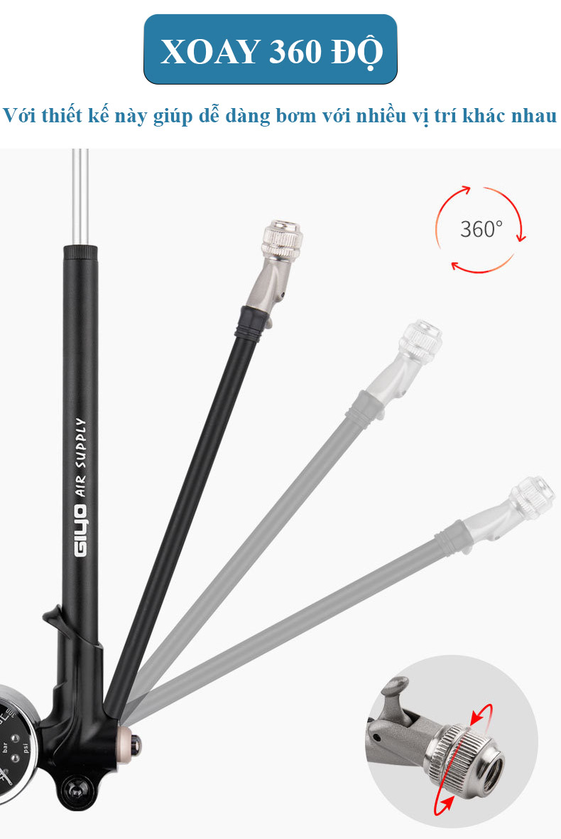 Bơm Phuộc Hơi Xe Đạp GIYO GS-02D