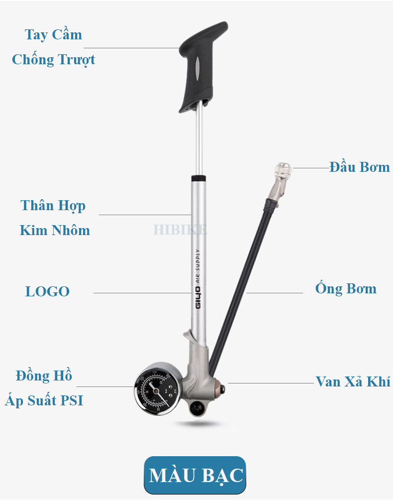 Bơm Phuộc Hơi Xe Đạp GIYO GS-02D