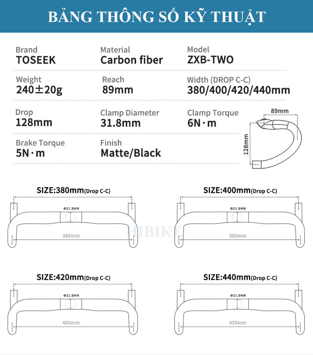 Ghi Đông Xe Đạp Đua CARBON TOSEEK ZXB-TWO