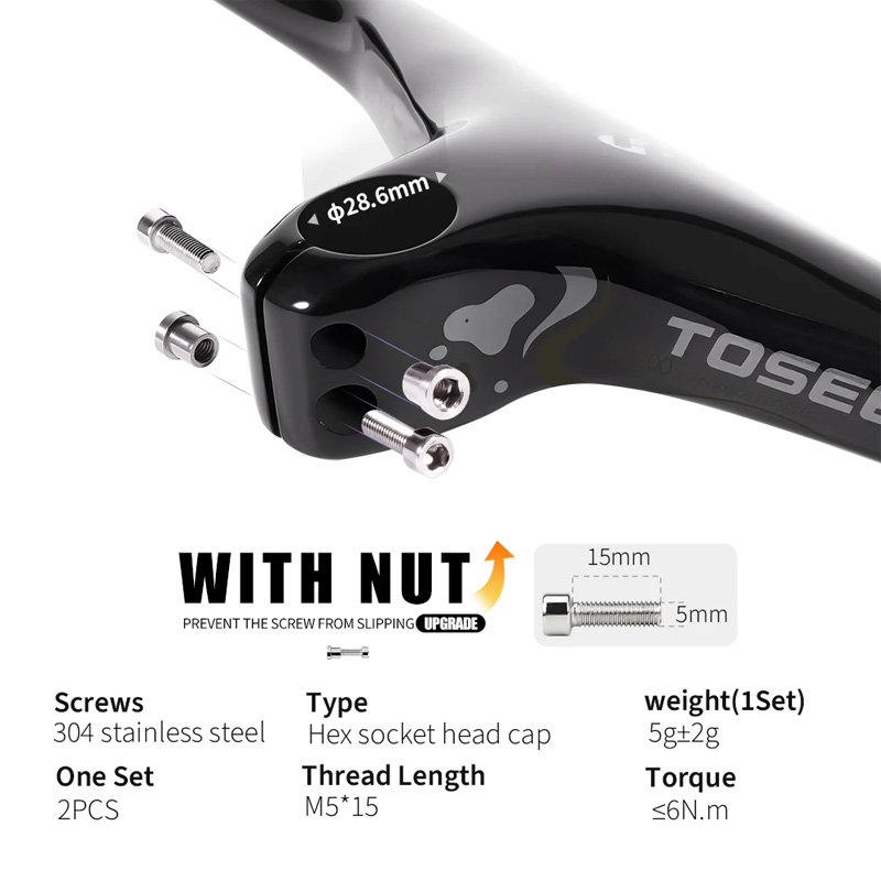 Ghi Đông Xe Đạp MTB Liền Pô Tăng Âm Sườn CARBON TOSEEK TM200