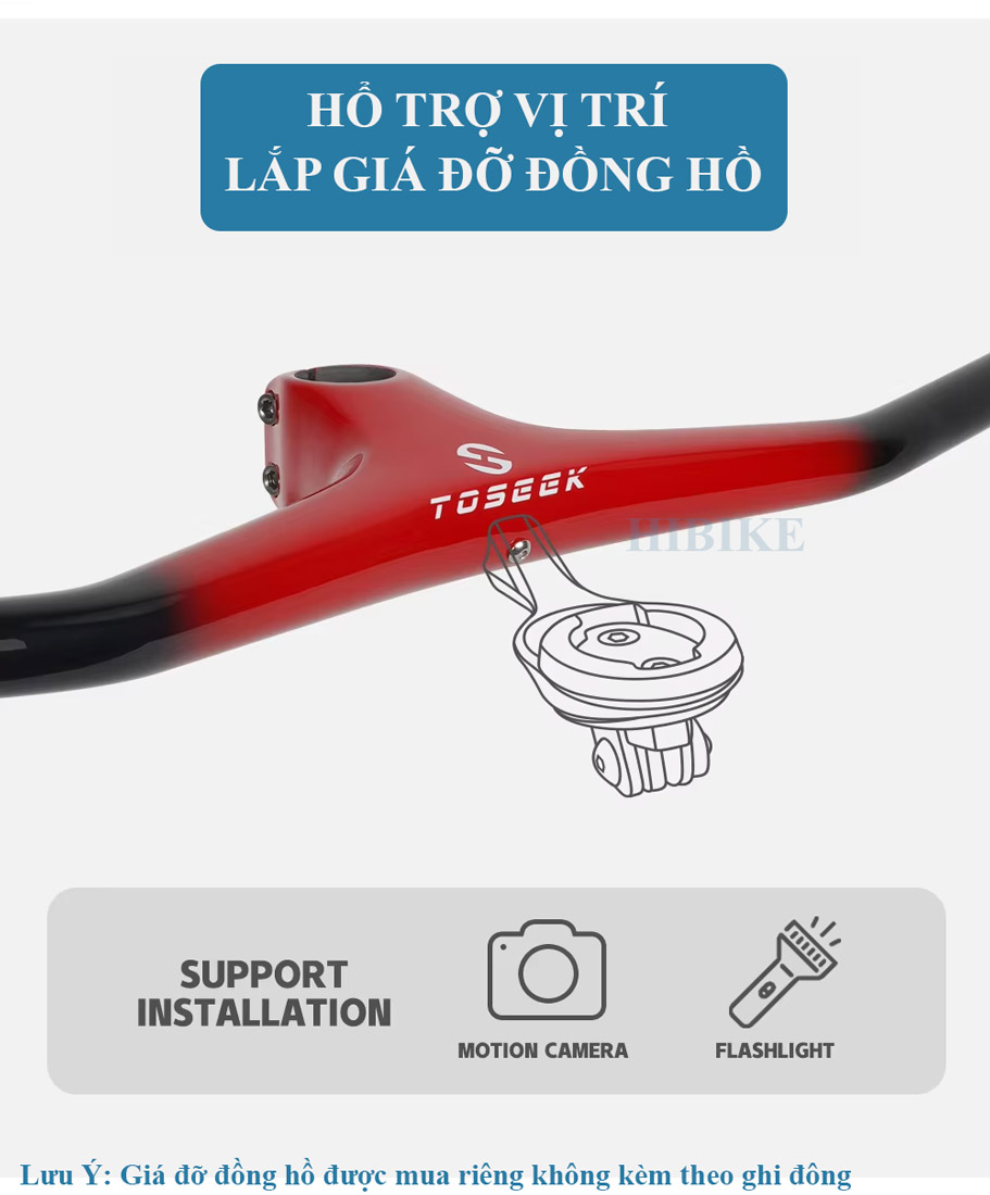 Ghi Đông Xe Đạp MTB Liền Pô Tăng CARBON TOSEEK TSL180