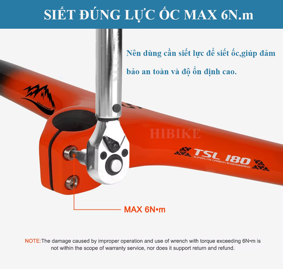 Ghi Đông Xe Đạp MTB Liền Pô Tăng CARBON TOSEEK TSL180
