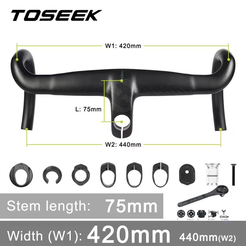 Ghi Đông Xe Đạp Đua Liền Pô Tăng CARBON TOSEEK TR6600 - Âm Dây