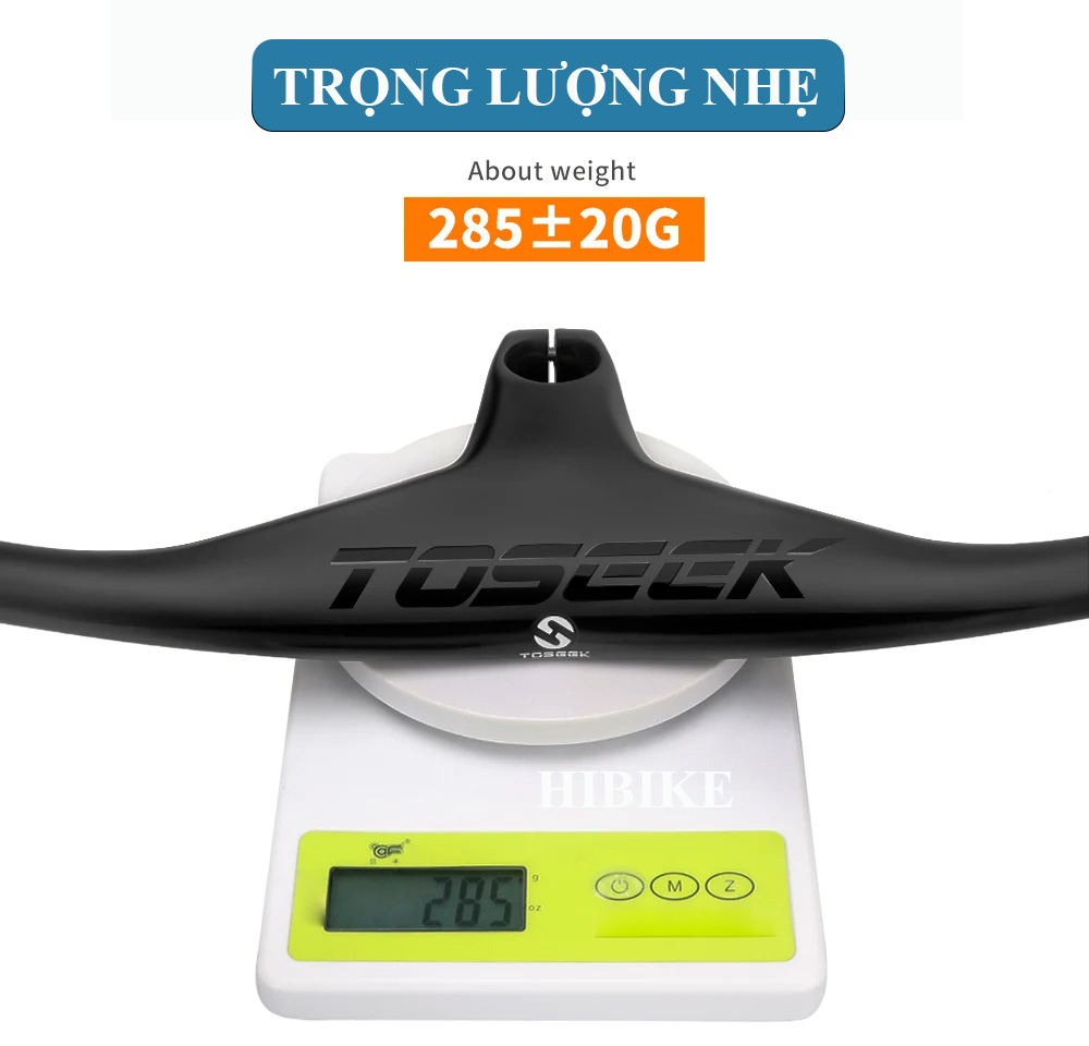 Ghi Đông Xe Đạp MTB Liền Pô Tăng CARBON TOSEEK - Màu Đen