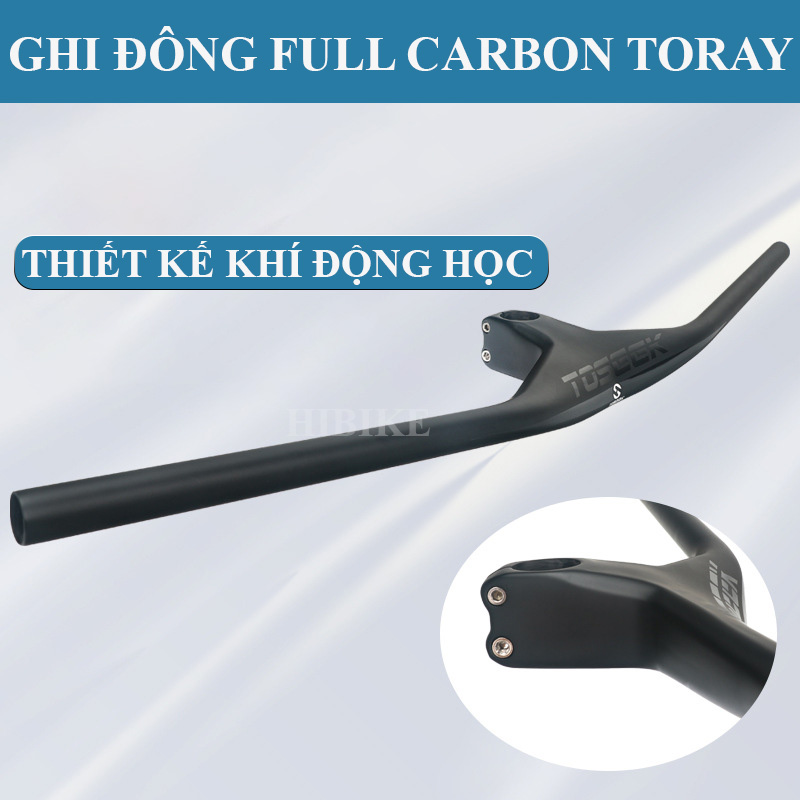 Ghi Đông Xe Đạp MTB Liền Pô Tăng CARBON TOSEEK - Màu Đen