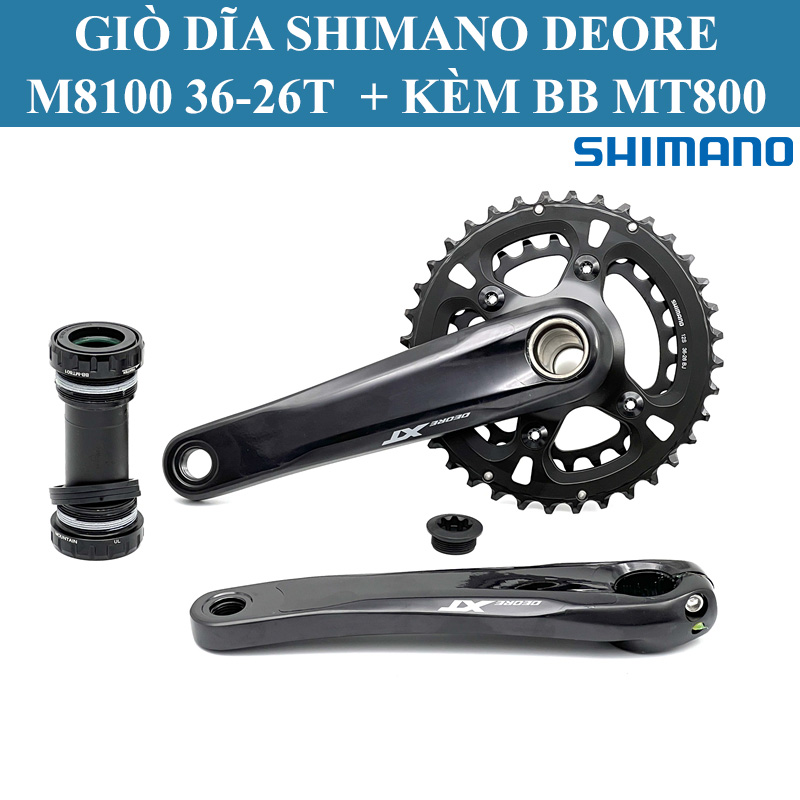 Giò Dĩa Xe Đạp SHIMANO DEORE FC-M8100 36-26T + Kèm BB MT800