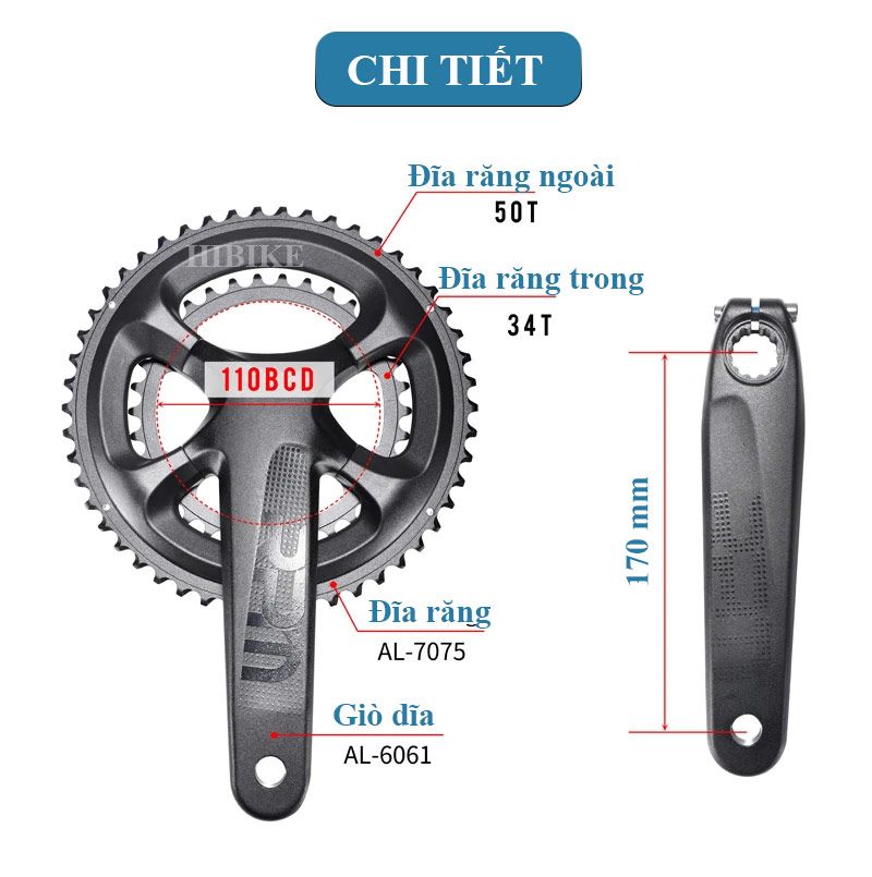 Giò Dĩa PROWHEEL RPM 50-34T 170CM