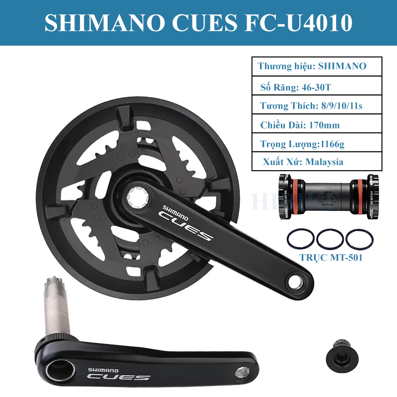 Bộ Giò Dĩa Xe Đạp 2 Tầng SHIMANO CUES U4010 46-30T 170MM