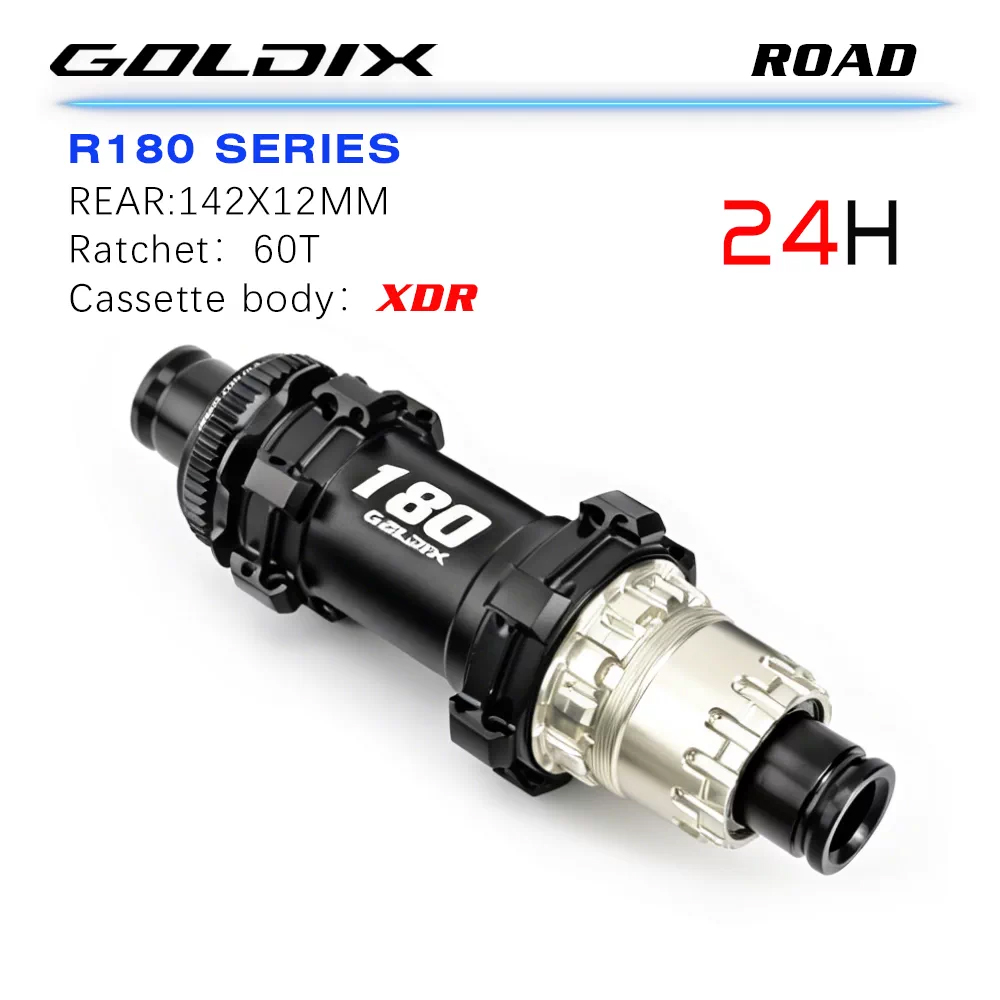 Bộ Hub GOLDIX R180 Ratchet 60t Hình Nón 24H - Phanh Đĩa Centerlock