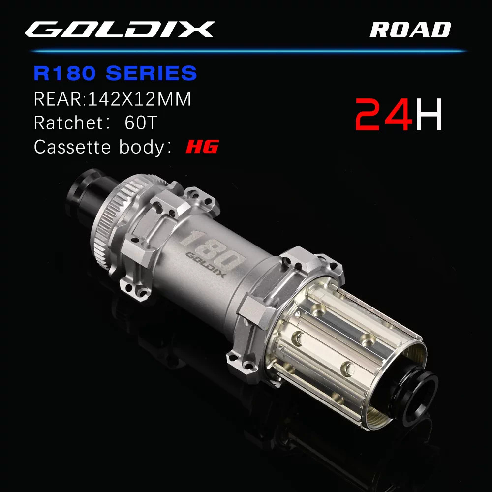 Bộ Hub GOLDIX R180 Ratchet 60t Hình Nón 24H - Phanh Đĩa Centerlock