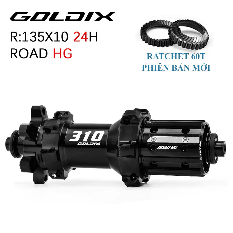 Bộ Hub GOLDIX R310 Ratchet 60t Hình Nón 24H - Phanh Đĩa 6 Ốc