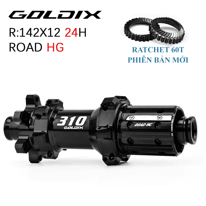 Bộ Hub GOLDIX R310 Ratchet 60t Hình Nón 24H - Phanh Đĩa 6 Ốc