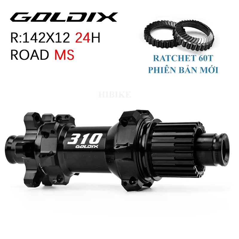 Bộ Hub GOLDIX R310 Ratchet 60t Hình Nón 24H - Phanh Đĩa 6 Ốc