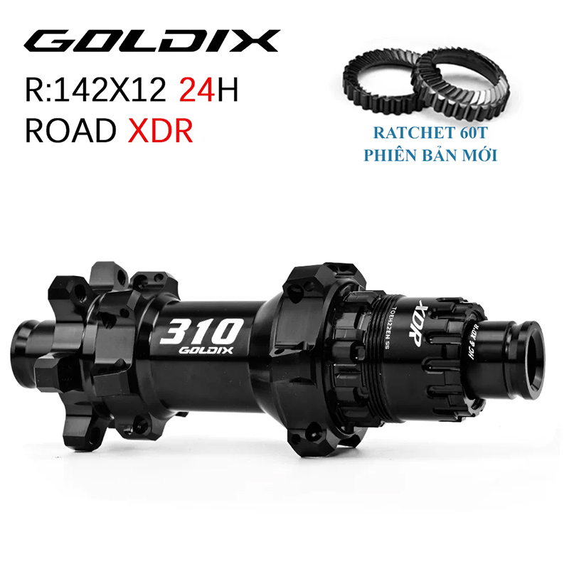 Bộ Hub GOLDIX R310 Ratchet 60t Hình Nón 24H - Phanh Đĩa 6 Ốc