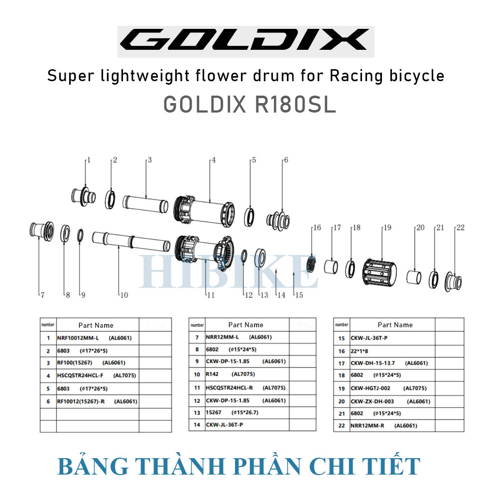 Bộ Hub GOLDIX R180 SL Ratchet 36T – 24 Lỗ Phanh Đĩa