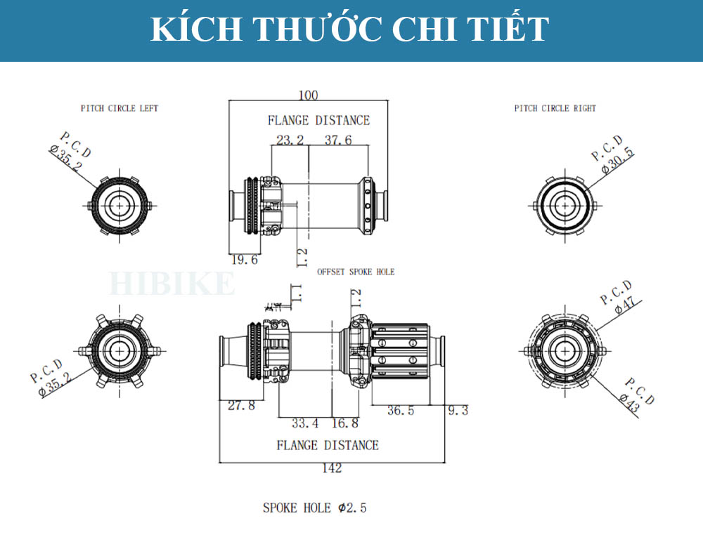 Bộ Hub GOLDIX R180 SL Ratchet 36T – 24 Lỗ Phanh Đĩa