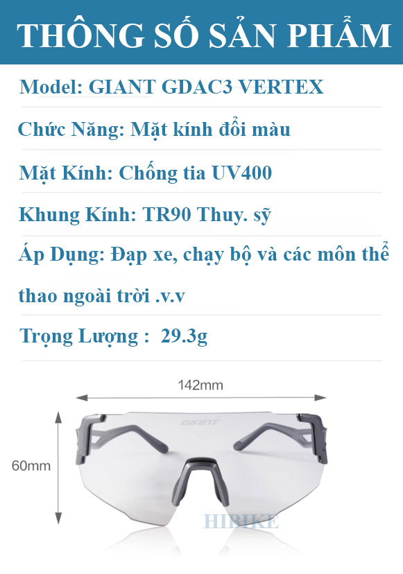 Kính Xe Đạp Đổi Màu GIANT GDAC3 VERTEX