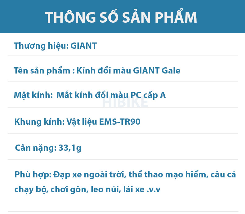 Kính đổi màu GIANT GALE