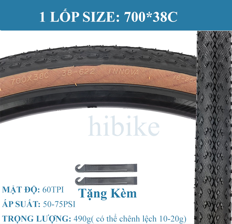 Lốp Xe Đạp Giant 700x38C Touring Hoặc Gravel Viền Màu Nâu