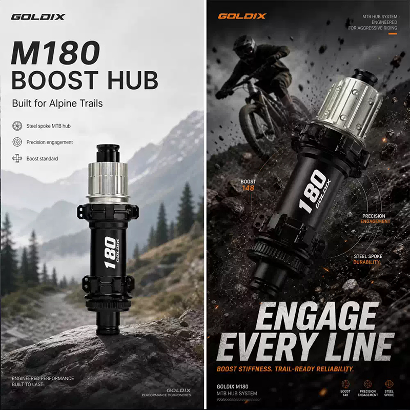 Bộ Hub GOLDIX M180 BOOST Ratchet 60T – 28 Lỗ - Phanh Đĩa 6 Ốc