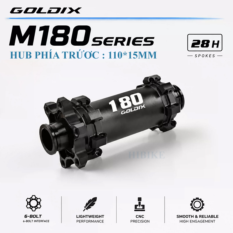 Bộ Hub GOLDIX M180 BOOST Ratchet 60T – 28 Lỗ - Phanh Đĩa 6 Ốc